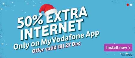 India Desire : Vodafone Christmas Offer: Get 50% Extra 3G Data On Every Recharge